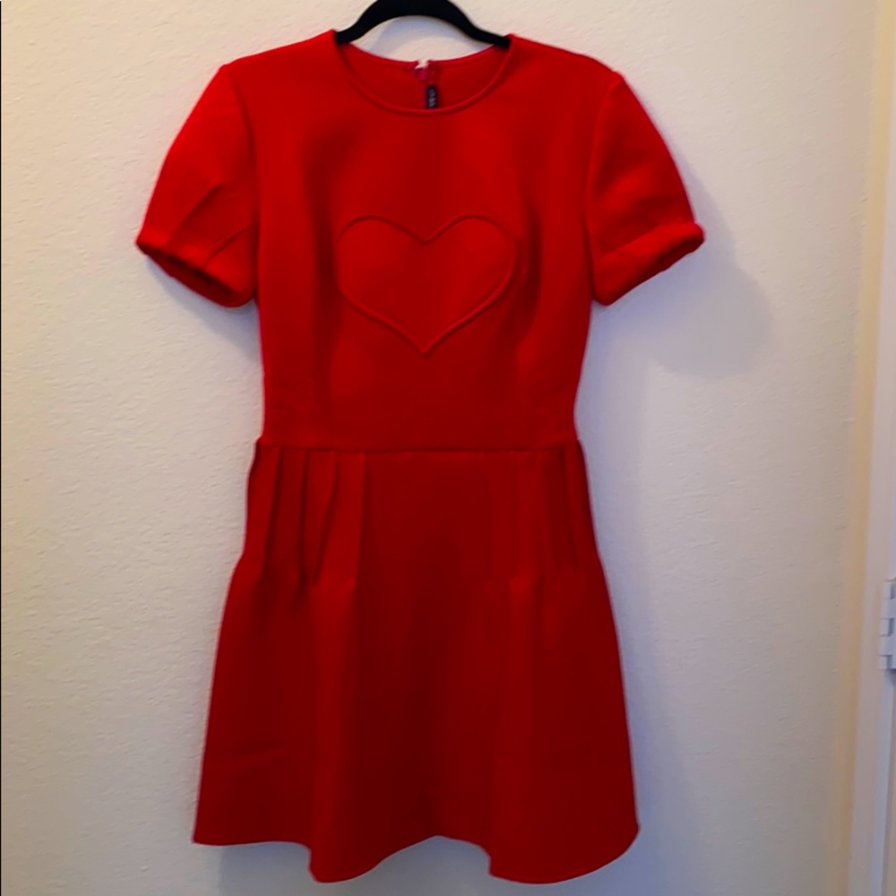 High quality red structured midi dress